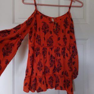Red Cold Shoulder Top